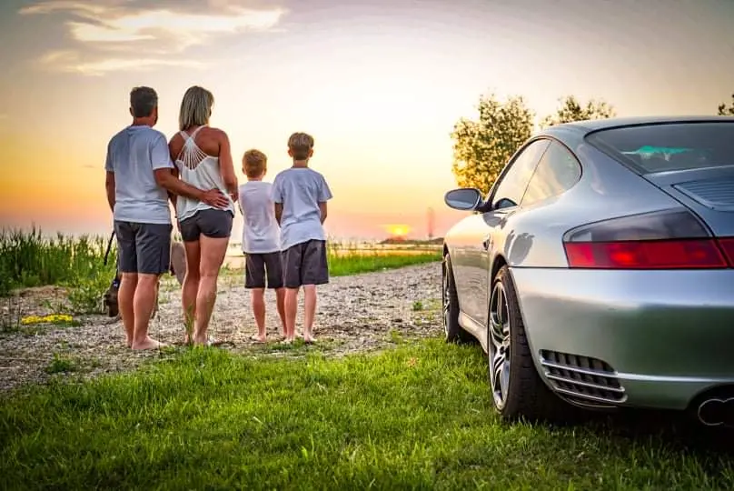 Carey Brooks with his family watching the sunset