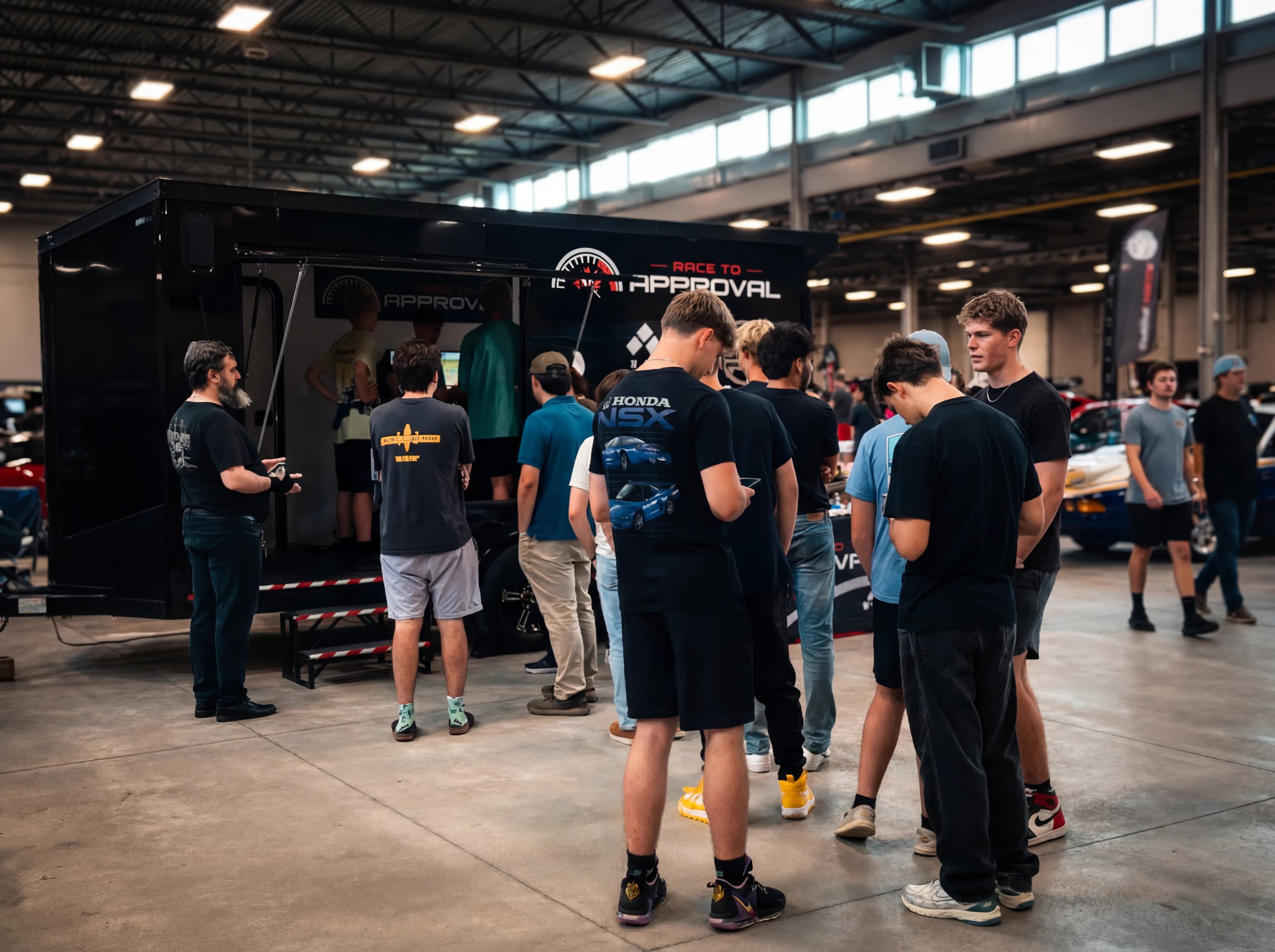 Race To Approval trailer setup at a live event